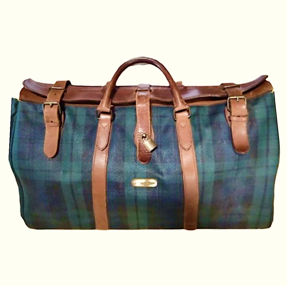 RALPH LAUREN Black Watch Tartan Plaid Boston Weekend Travel Duffle Bag 52cm